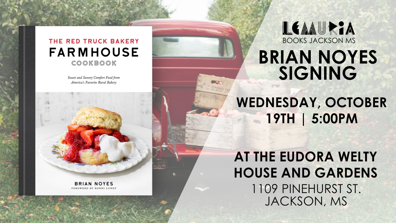 Event Promotion Graphic for Red Truck Bakery Farmhouse Cookbook with Book Cover and Event Text